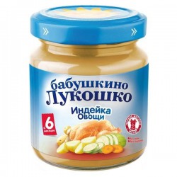 Пюре Бабушкино лукошко индейка овощи с 6 мес (рагу овощное с индейкой) 100 г